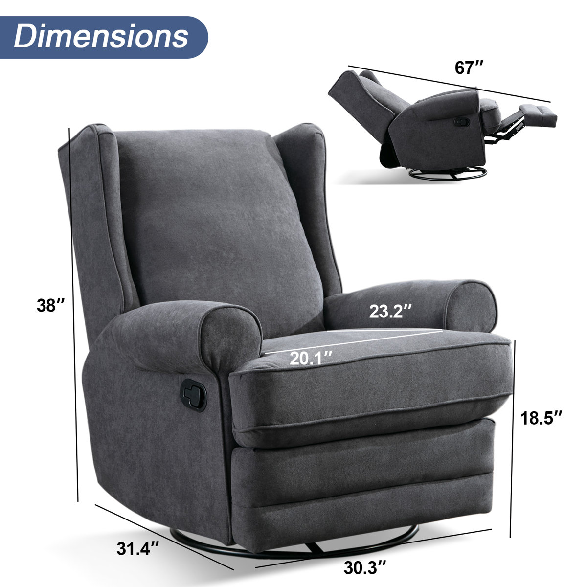 Red Barrel Studio® 30.3'' Wide Manual Swivel Ergonomic Recliner Wayfair